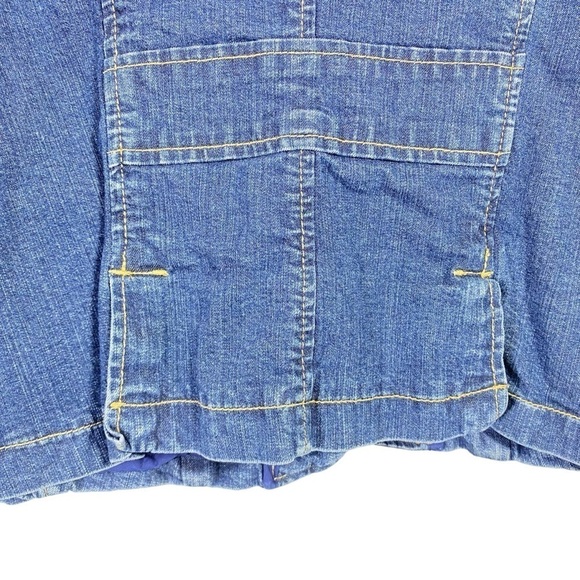 St. Johns Bay stretch women's Large denim blazer jacket slightly cropped pockets - Picture 4 of 9